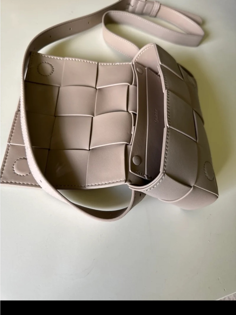 Quince Italian Leather Handwoven Box Belt Bag in Taupe - Picture 10 of 12